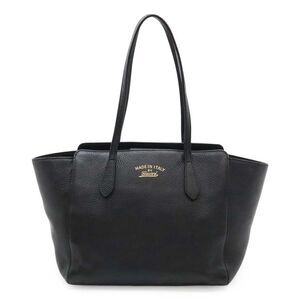 Gucci Leather Swing Tote Bag Black
